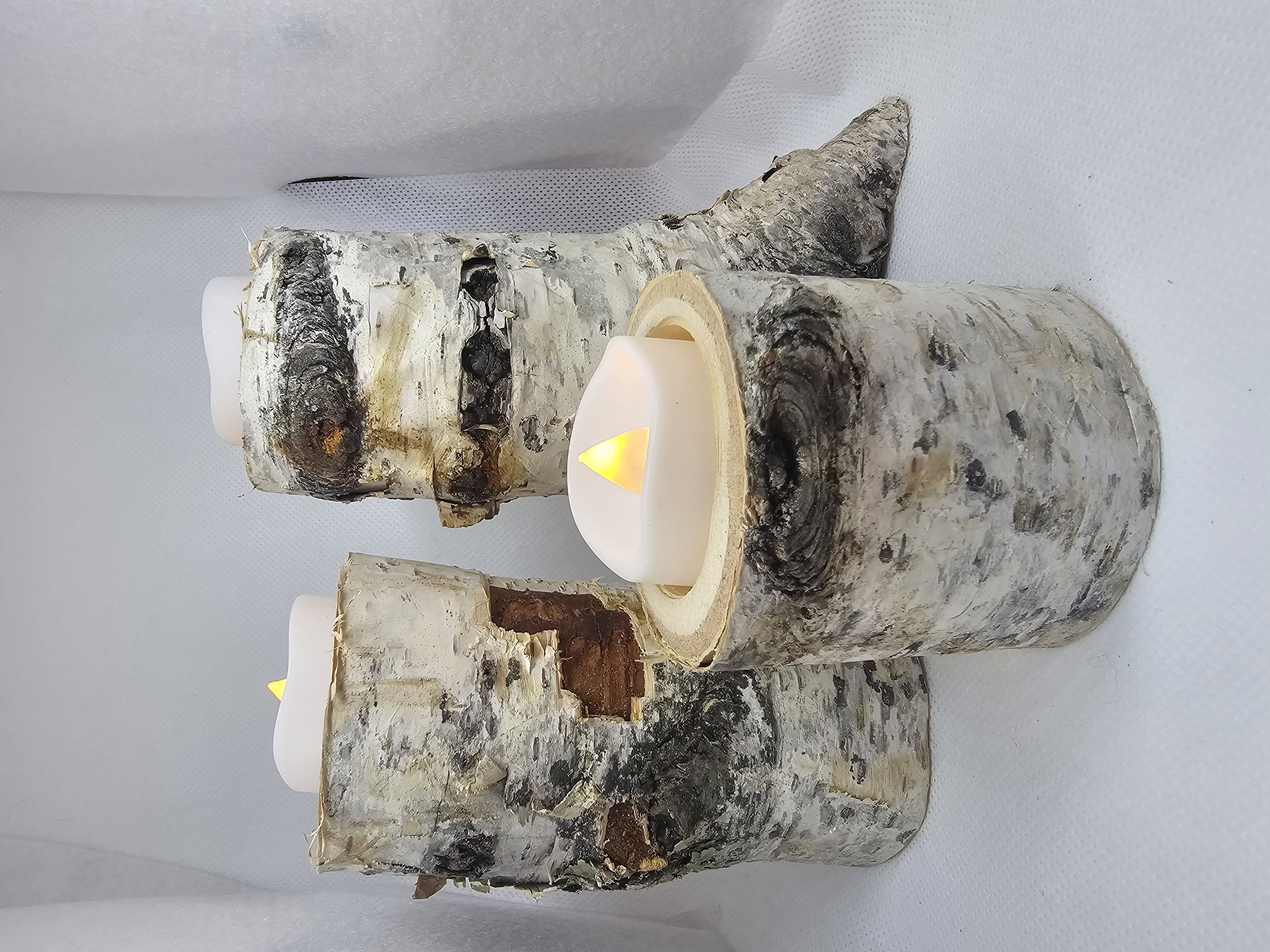 Birch Wood Votive Candle Set