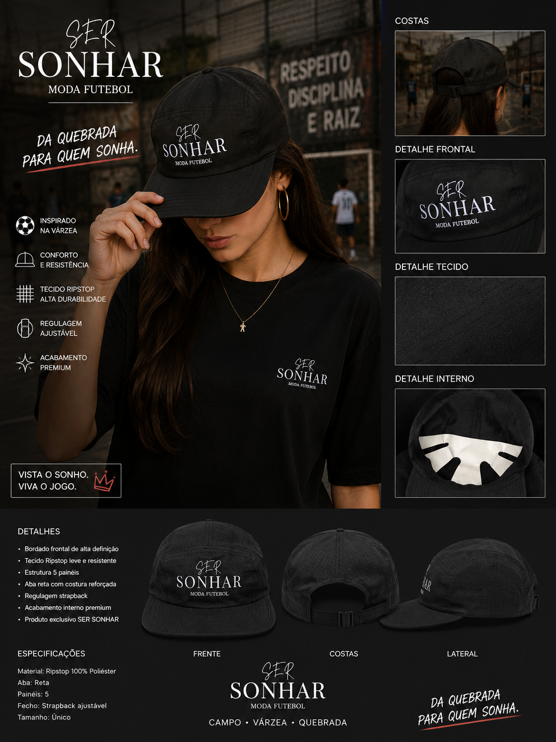 Bone aba curva flexivel - Preto