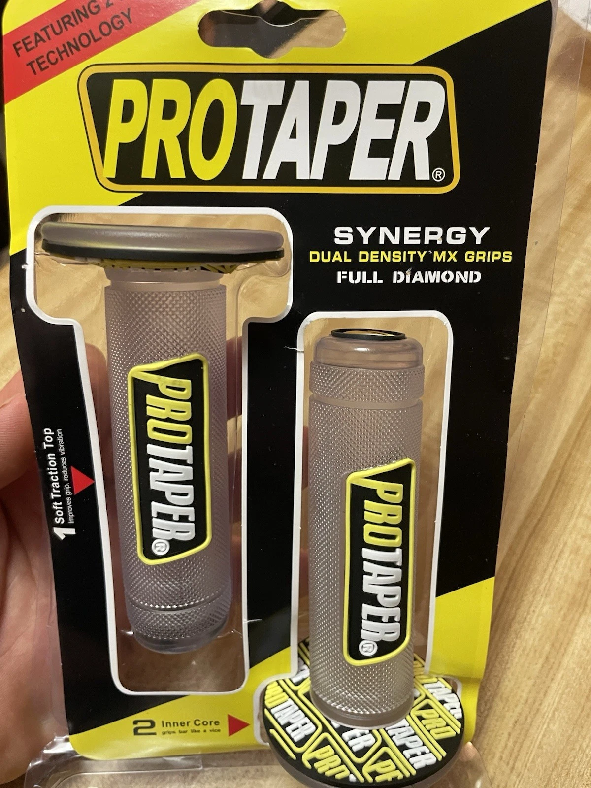 Protaper Synergy Dual Density MX Grips Donuts Full Diamond CLEAR YELLOW