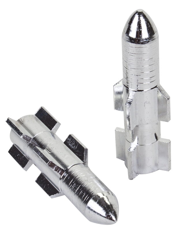 Long Rocket Valve Caps SILVER 