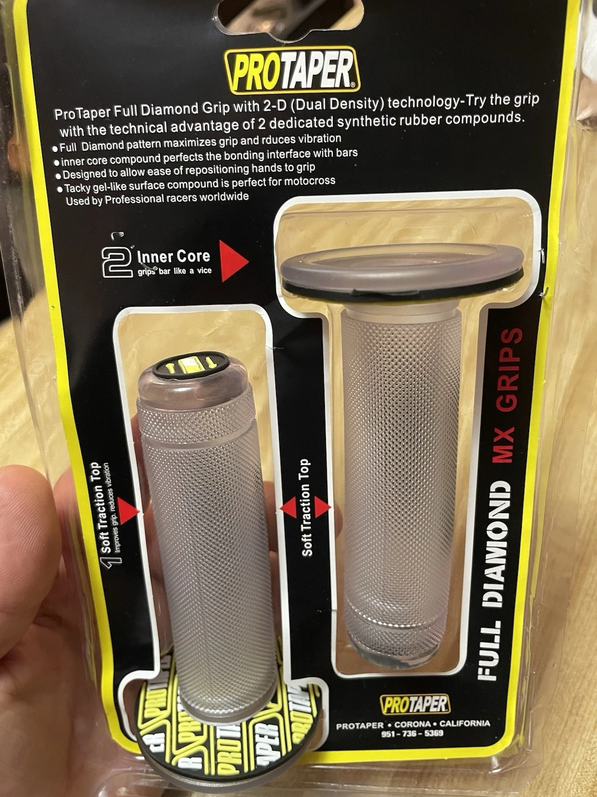 Protaper Synergy Dual Density MX Grips Donuts Full Diamond CLEAR YELLOW
