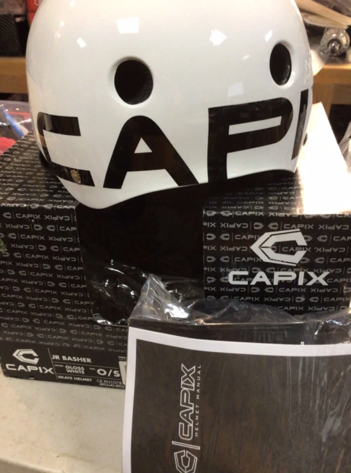 Capix Athlete JR BASHER GLOSS WHITE Helmet child SMALL