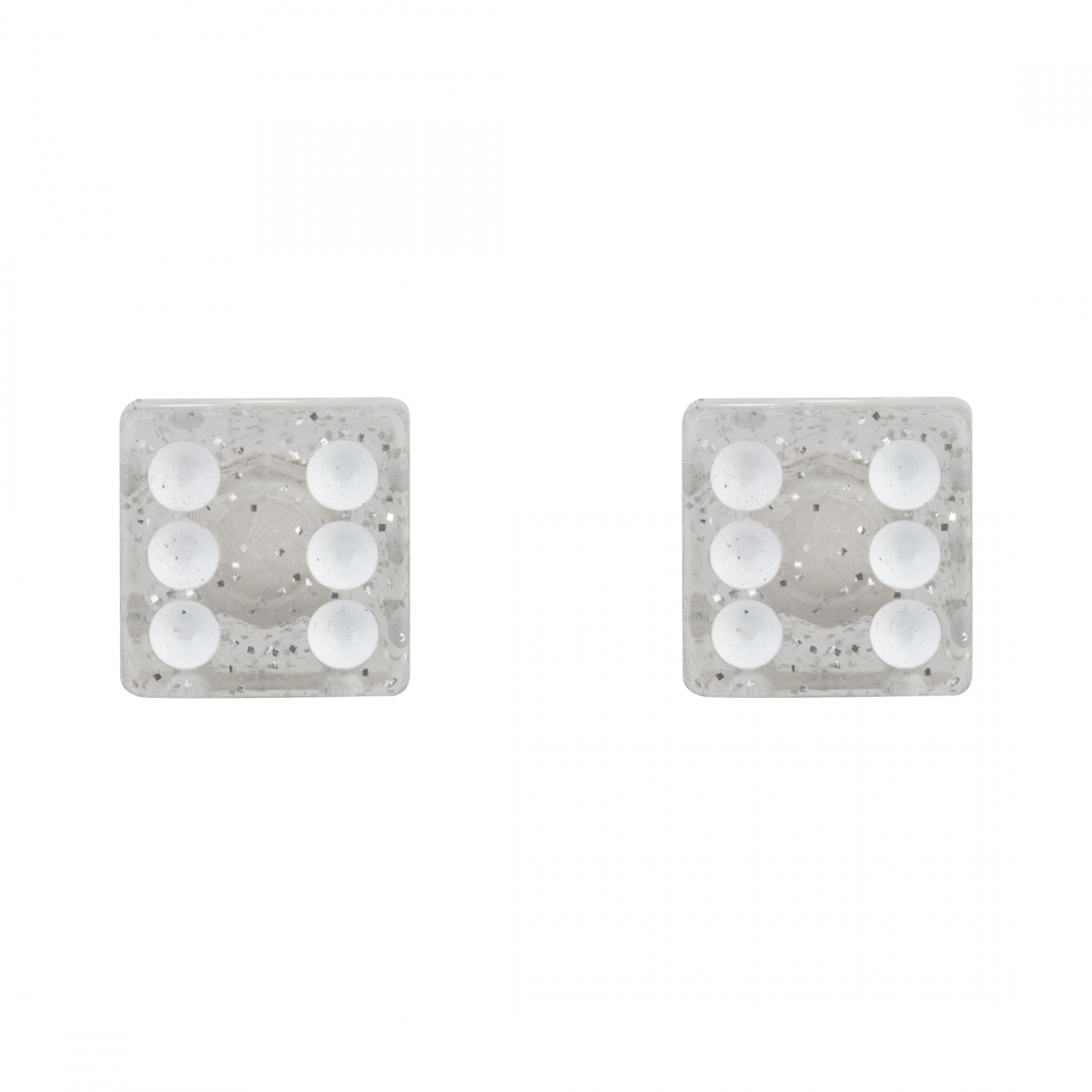 Dice Valve Caps CLEAR GLITTER