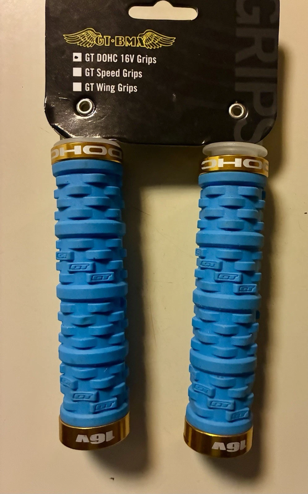 GT DOHC 16v Double lock On Light Blue Mountain BMX Bike Grips DISCONTINUED