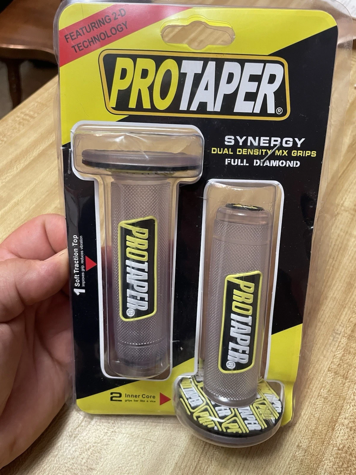 Protaper Synergy Dual Density MX Grips Donuts Full Diamond CLEAR YELLOW