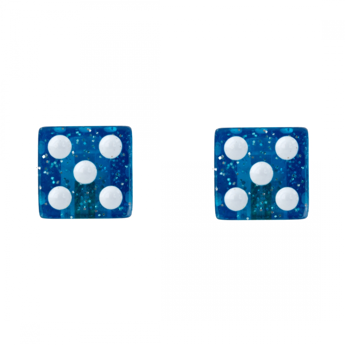 Dice Valve Caps BLUE GLITTER