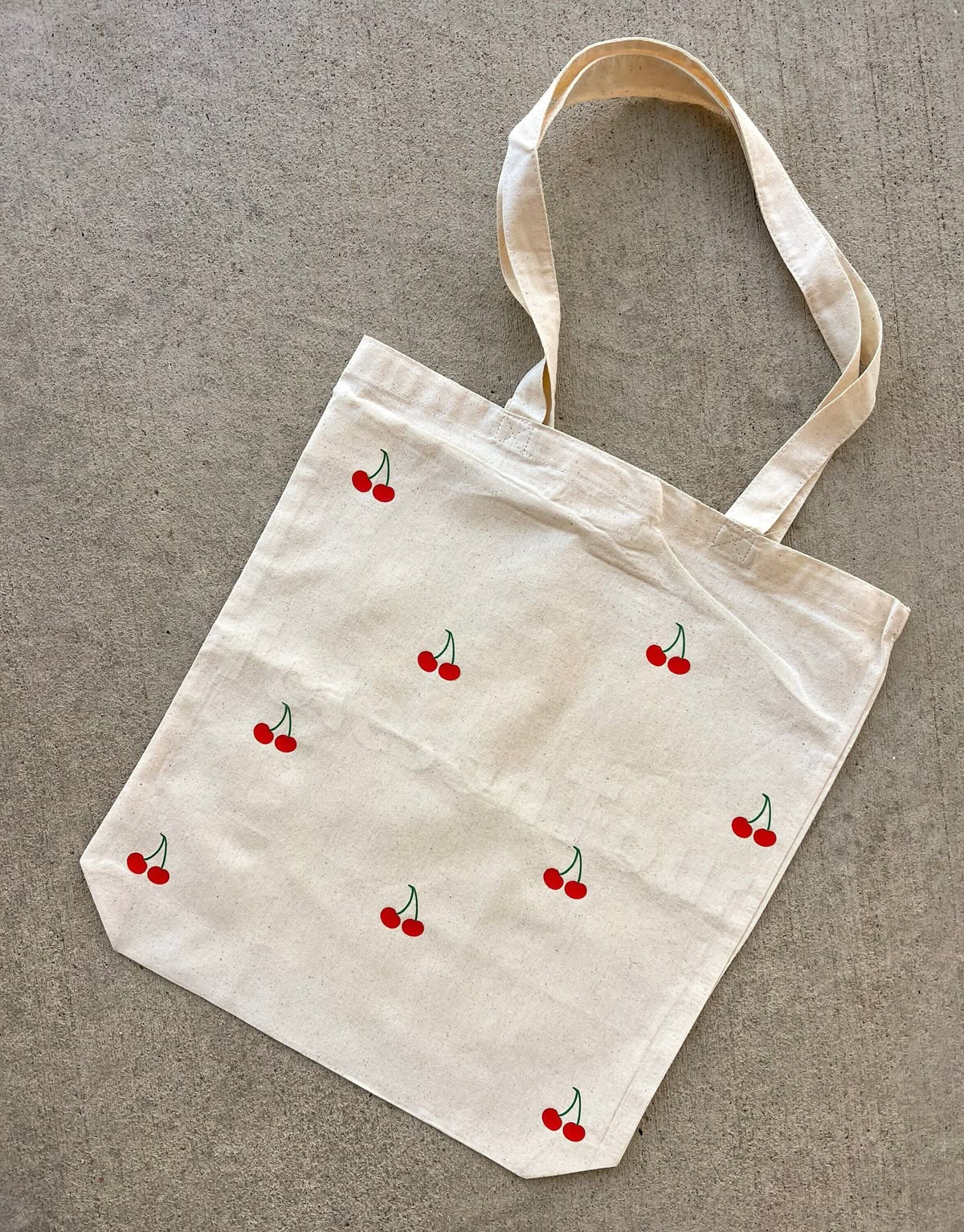 Cherry Print Canvas Tote Bag