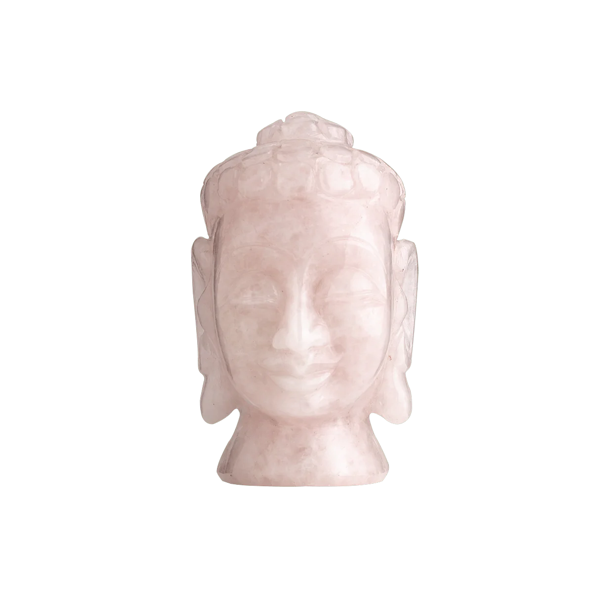 Serenity Rose Quartz Buddha Head – Healing Crystal Décor Sculpture