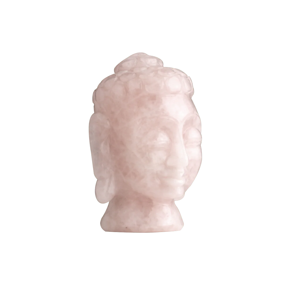 Serenity Rose Quartz Buddha Head – Healing Crystal Décor Sculpture