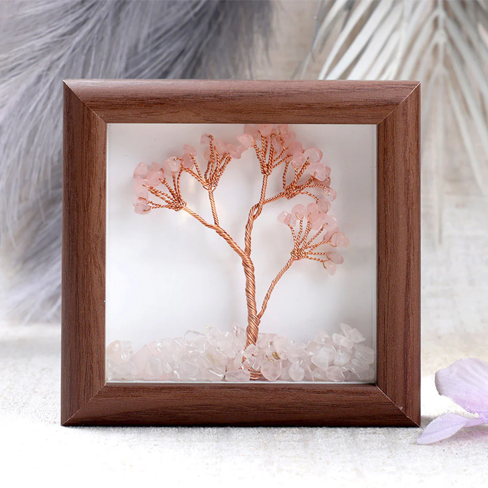 Rose Quartz Gemstone Tree Frame