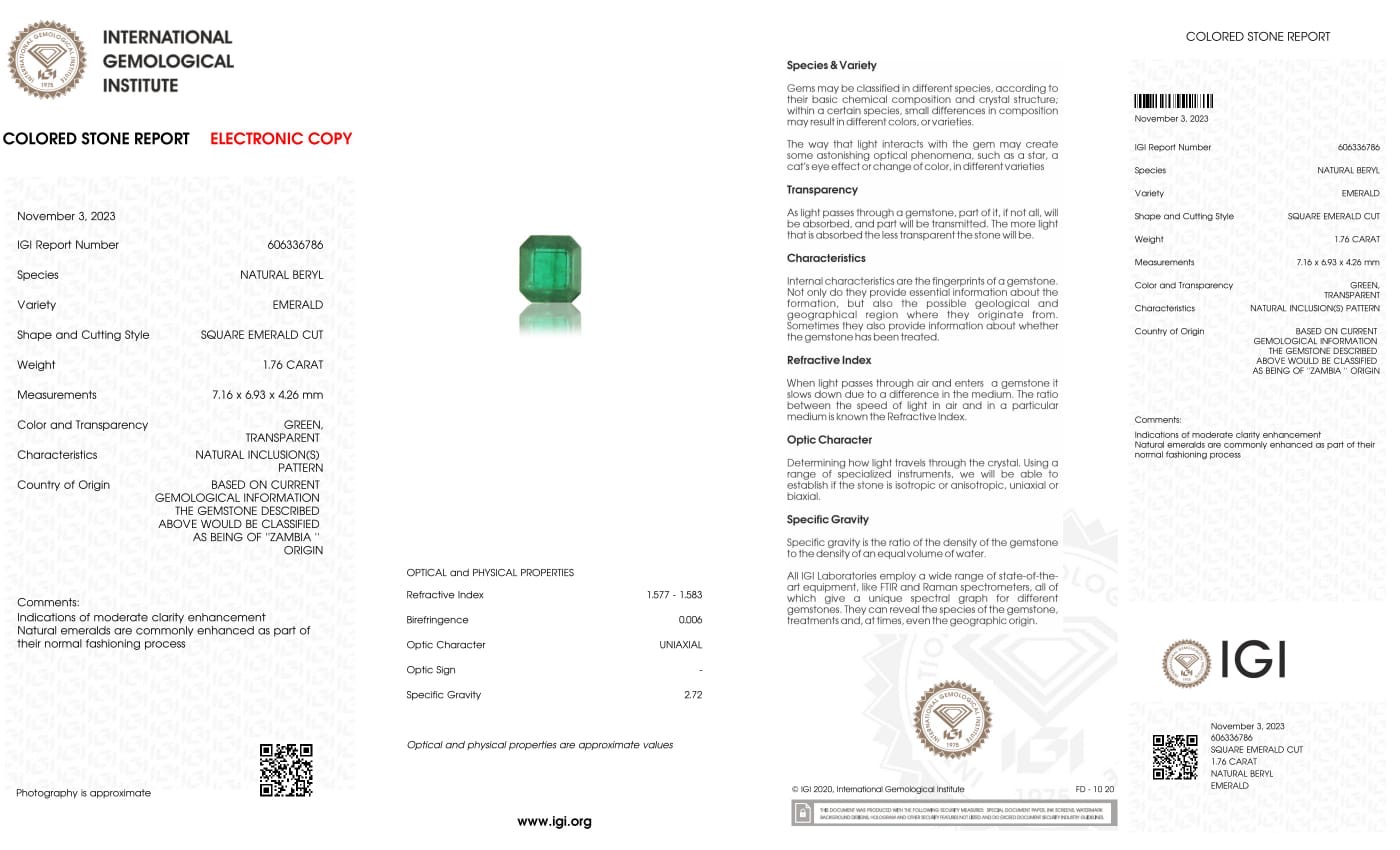 Natural Zambian Emerald1.76 Carats