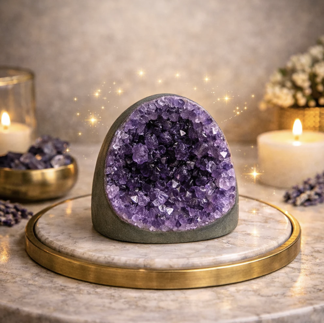 Divine Aura Amethyst Cave Cluster (AAA Grade) – Deep Violet Healing Crystal Geode for Meditation, Energy Cleansing & Luxury Décor