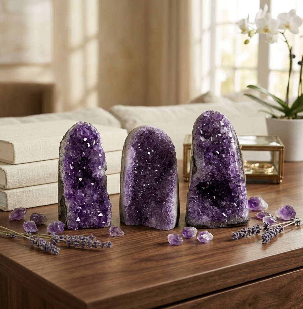 Divine Aura Amethyst Cave Cluster (AAA Grade) – Deep Violet Healing Crystal Geode for Meditation, Energy Cleansing & Luxury Décor