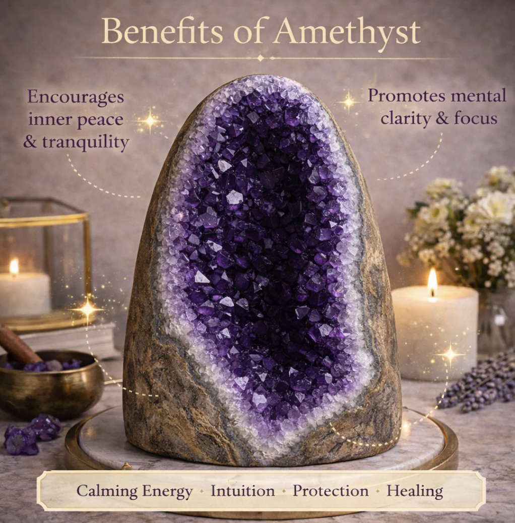 Divine Aura Amethyst Cave Cluster (AAA Grade) – Deep Violet Healing Crystal Geode for Meditation, Energy Cleansing & Luxury Décor