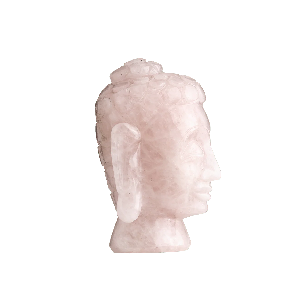 Serenity Rose Quartz Buddha Head – Healing Crystal Décor Sculpture