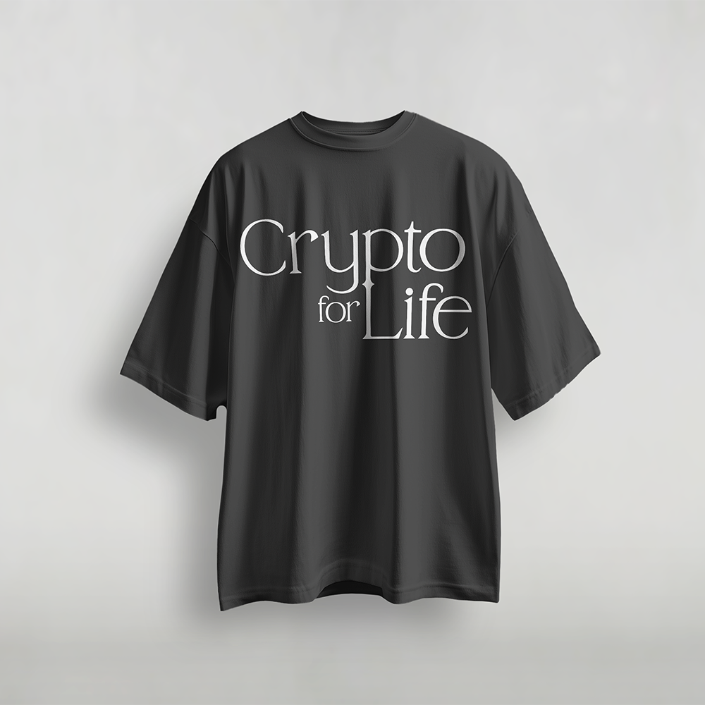 Crypto for Life Official Unisex Tee | White on Black