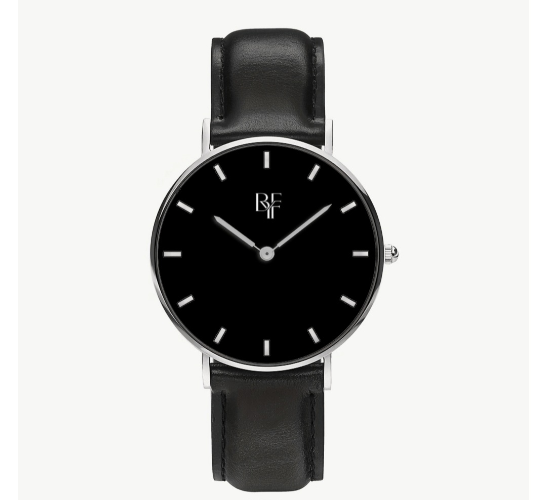 Montre à cadran noir et bracelet noir