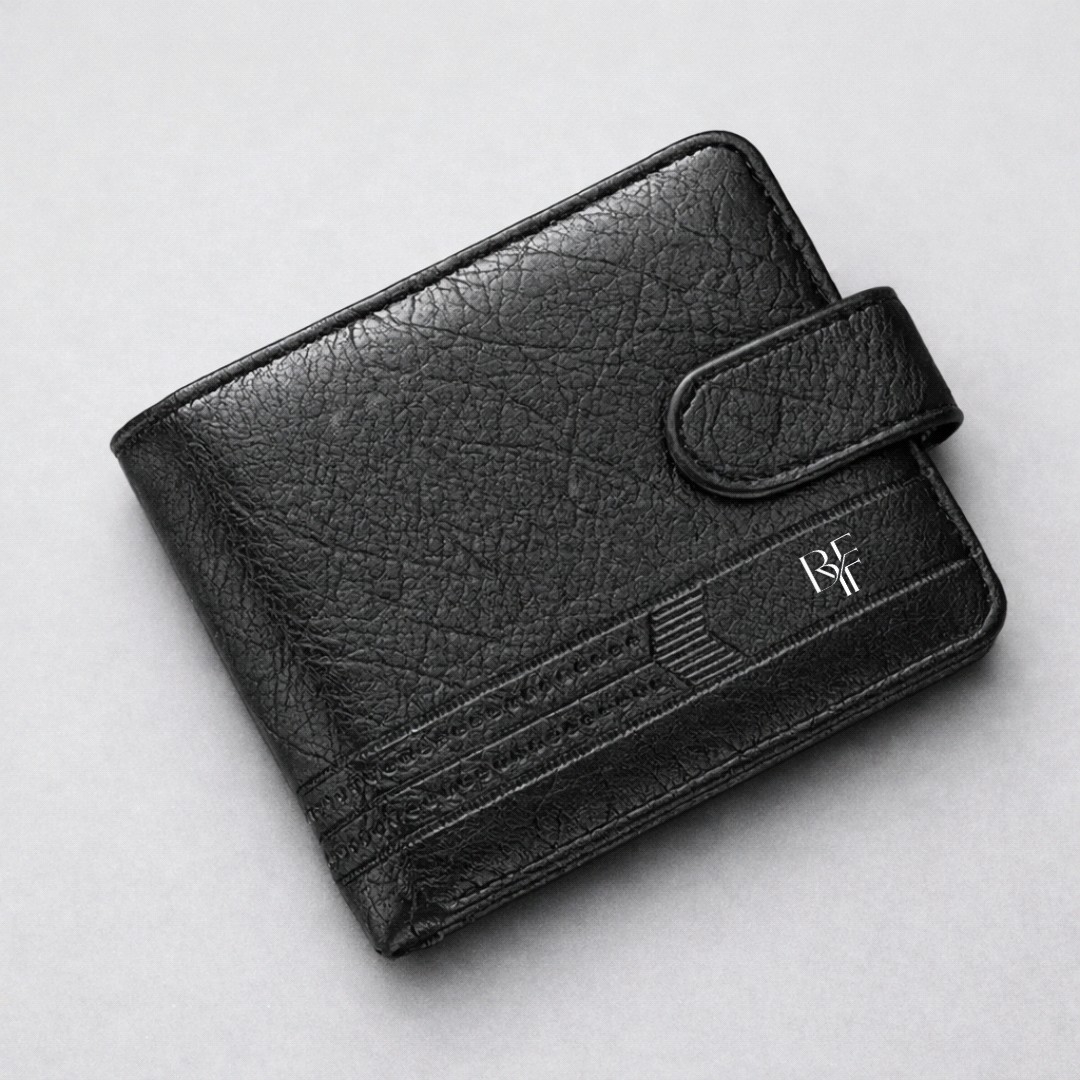 Portefeuille à deux volets en cuir à logo