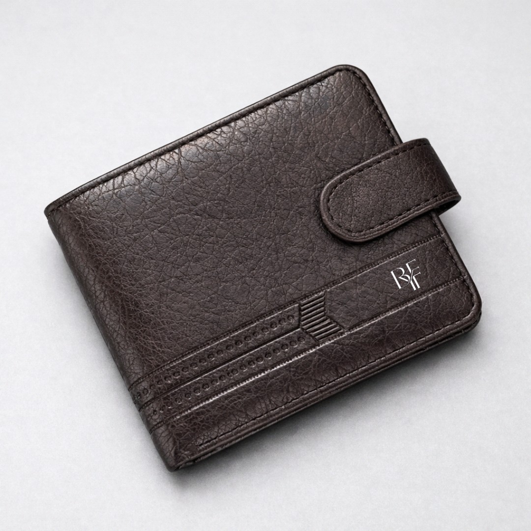 Portefeuille à deux volets en cuir à logo