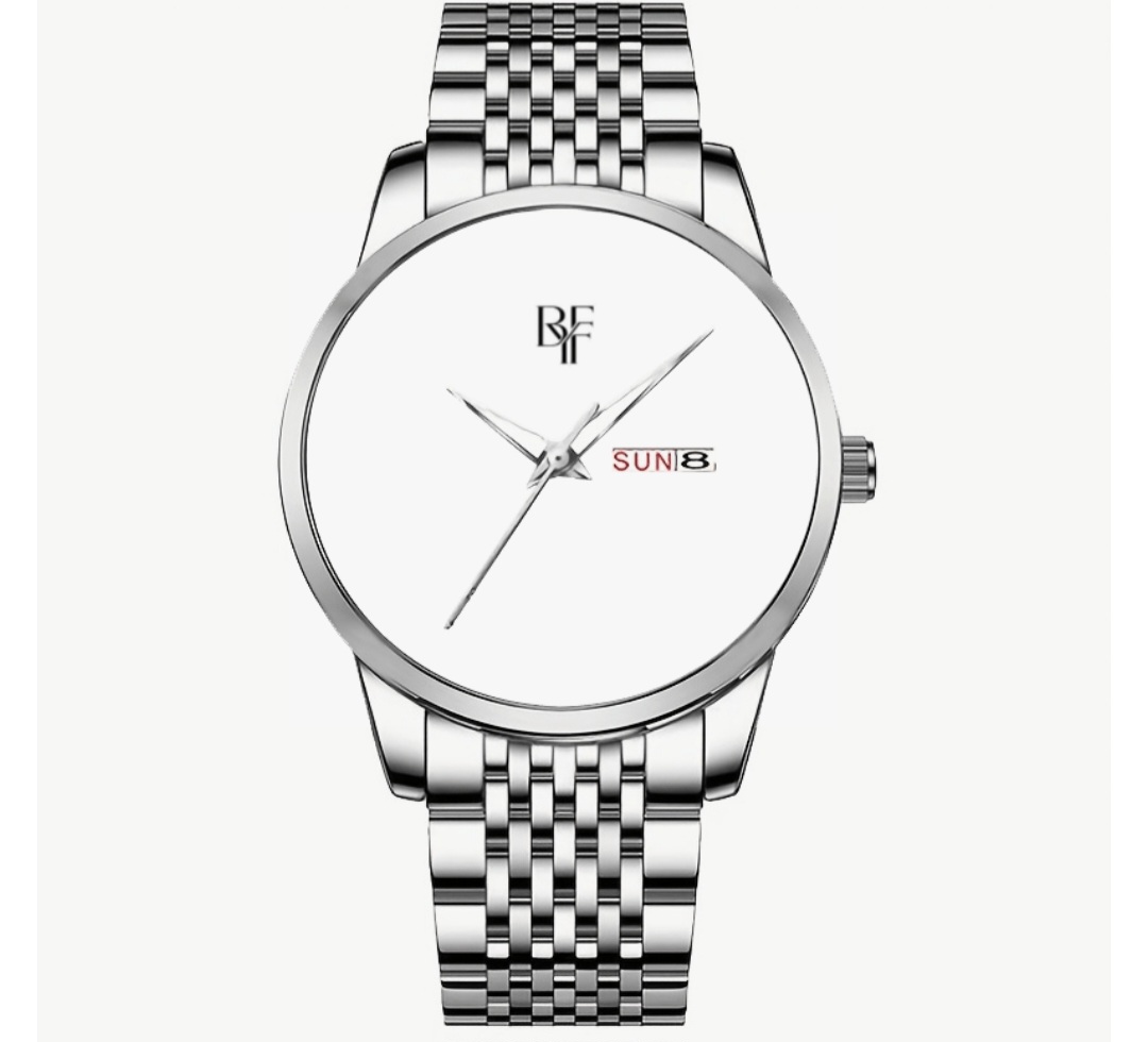 Montre en acier inoxydable à cadran blanc
