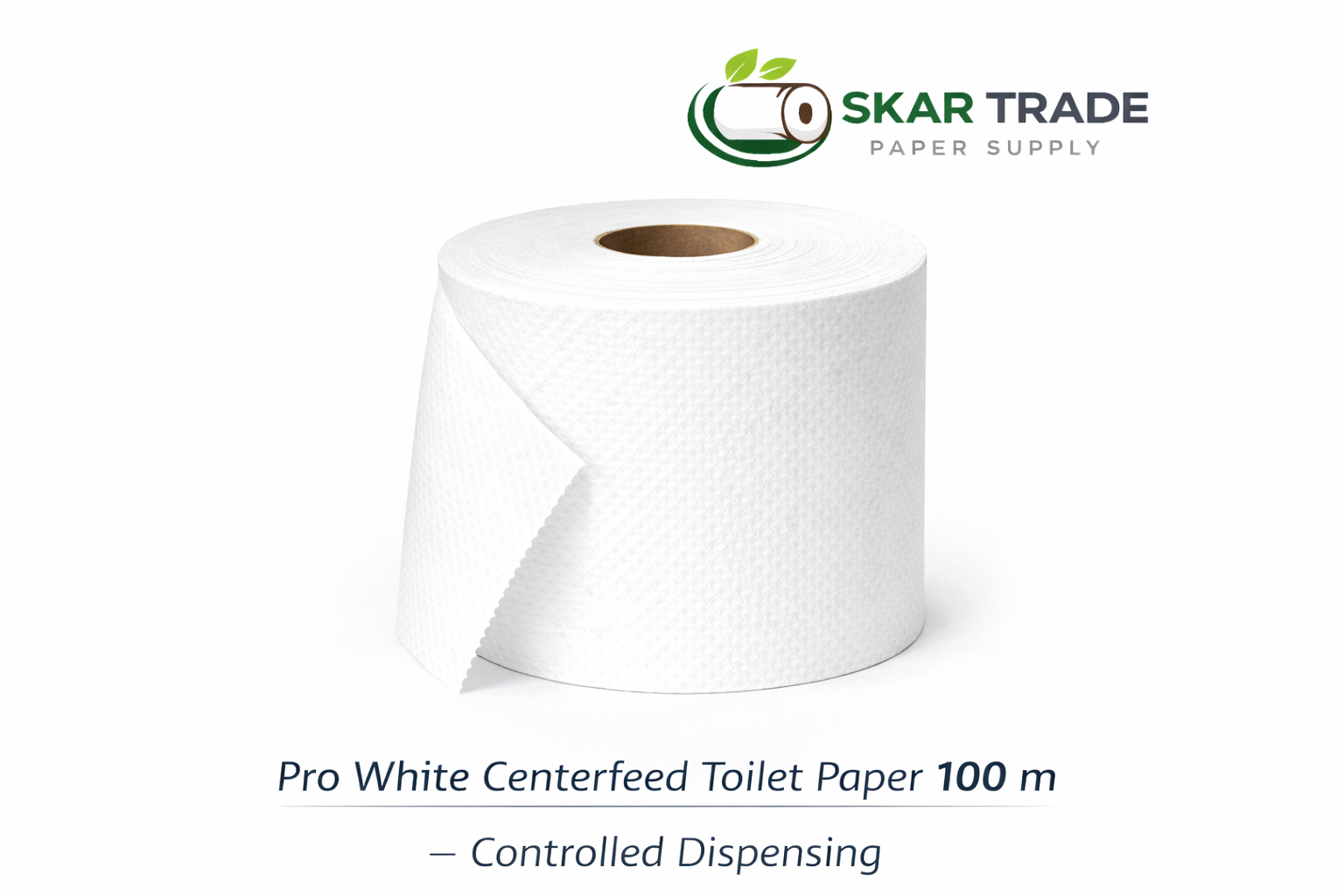 PRO WHITE CENTERFEED TOILET PAPER 100 M – CONTROLLED DISPENSING