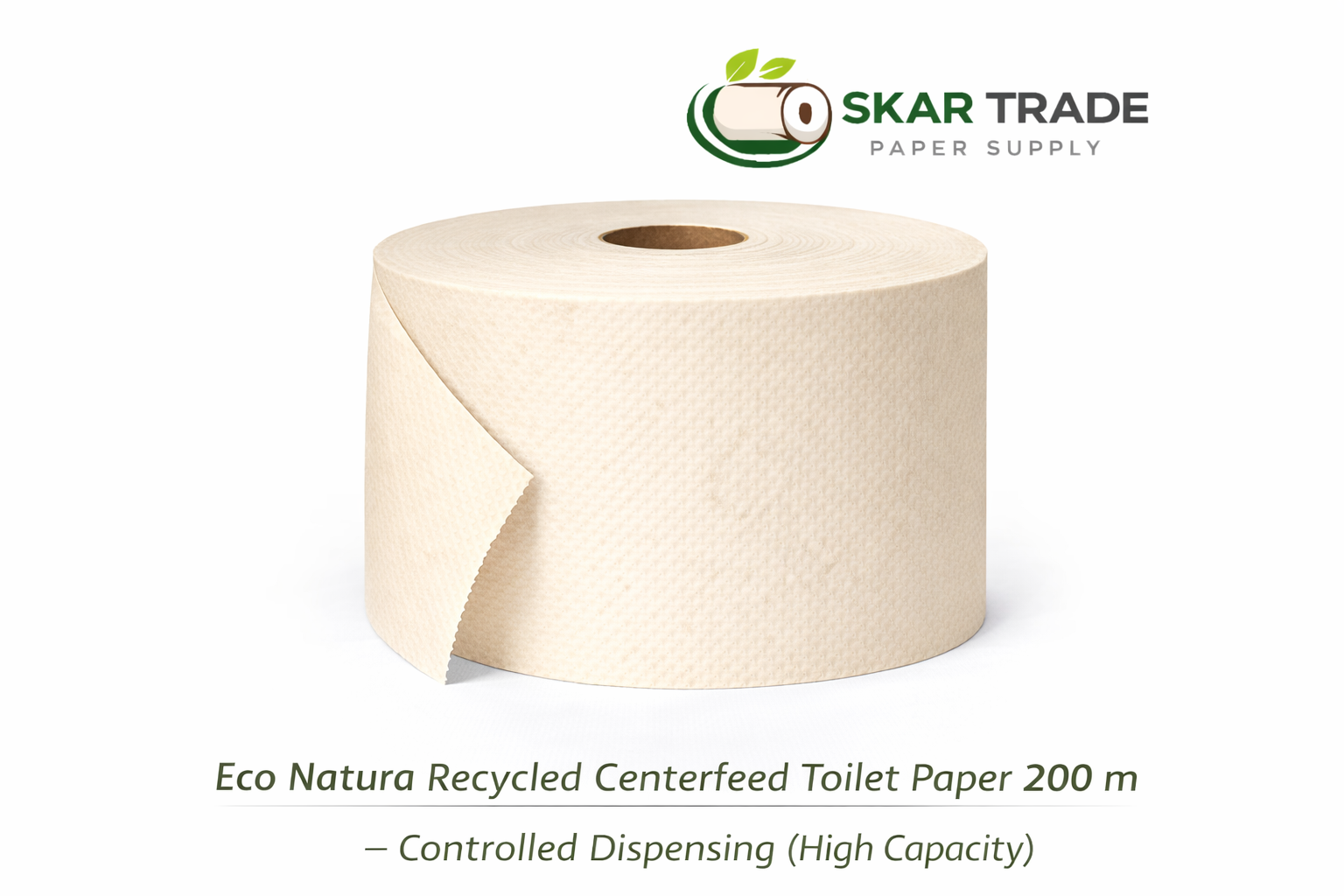 ECO NATURA RECYCLED CENTERFEED TOILET PAPER 200 M – CONTROLLED DISPENSING (HIGH CAPACITY)