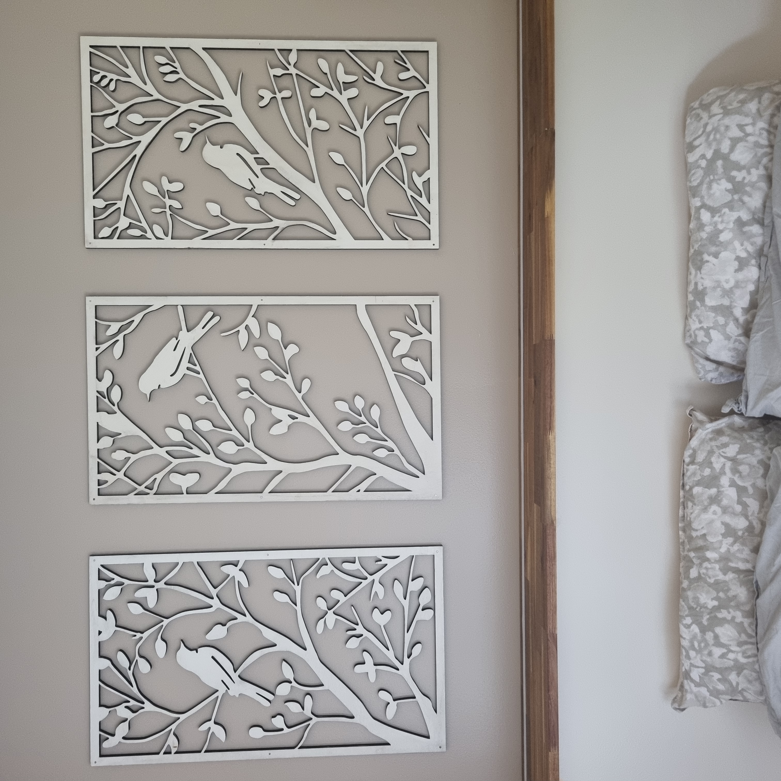 Triptyque mural oiseaux découpés