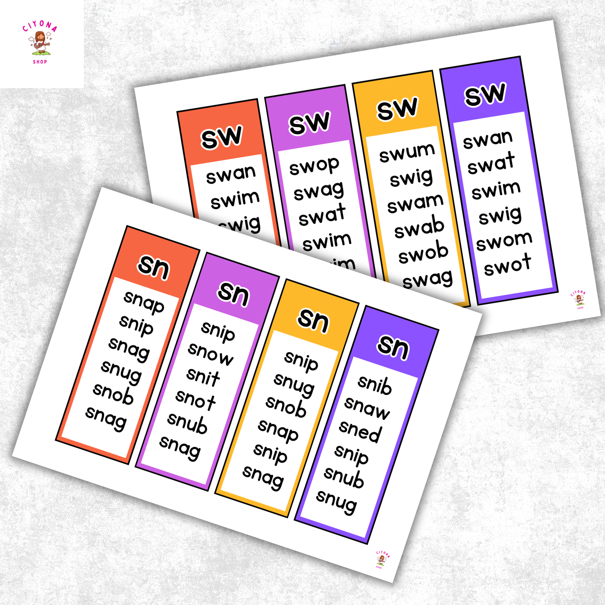 Set of 104 Blend Cards - Word Families