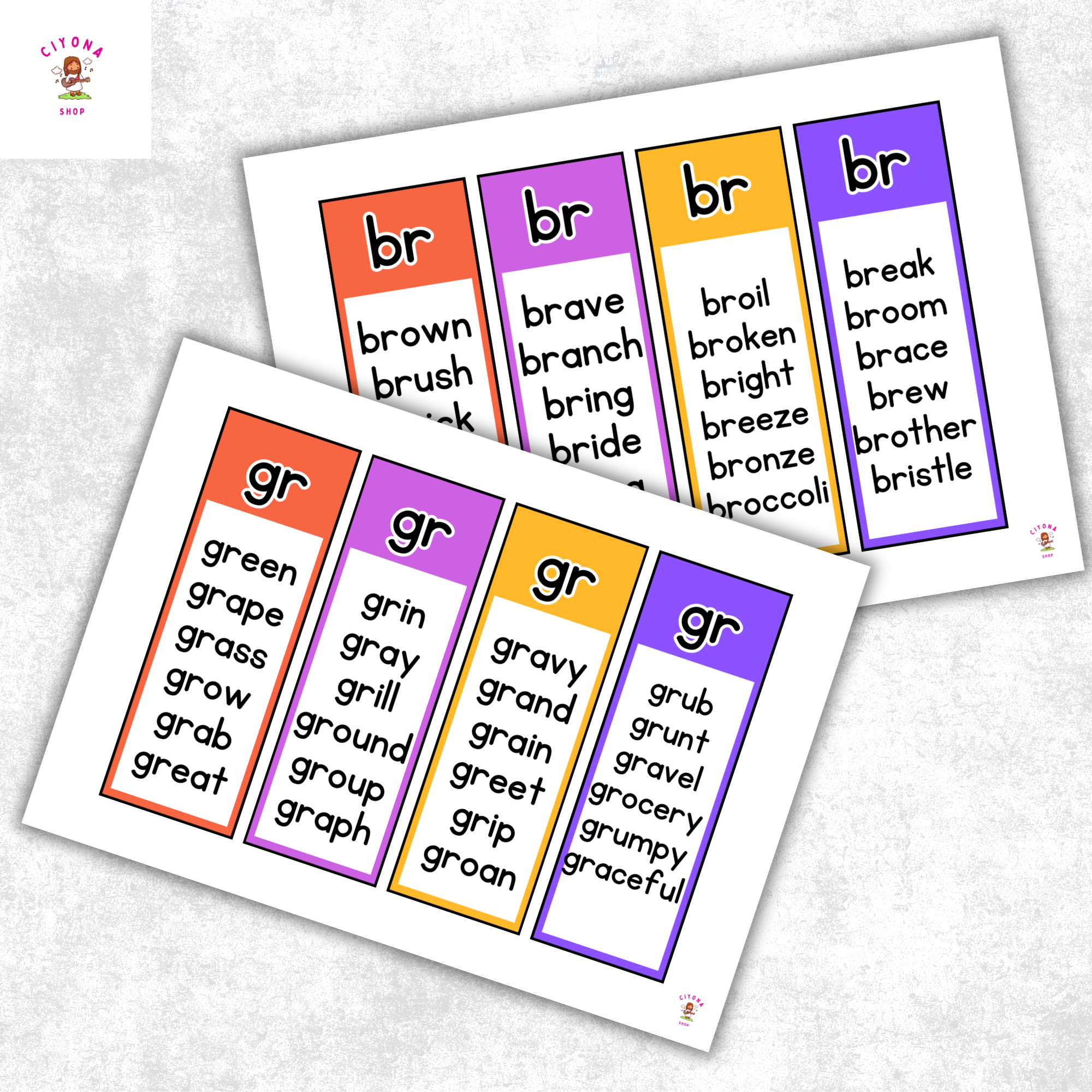 Set of 104 Blend Cards - Word Families