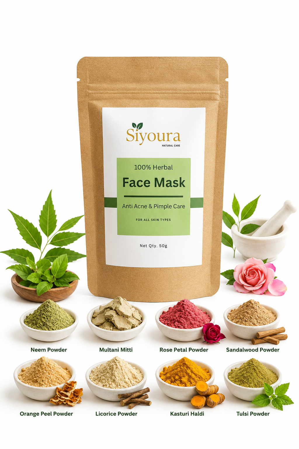 Anti Acne & Pimple Care Face Mask | 100% Herbal Face Mask | 50g