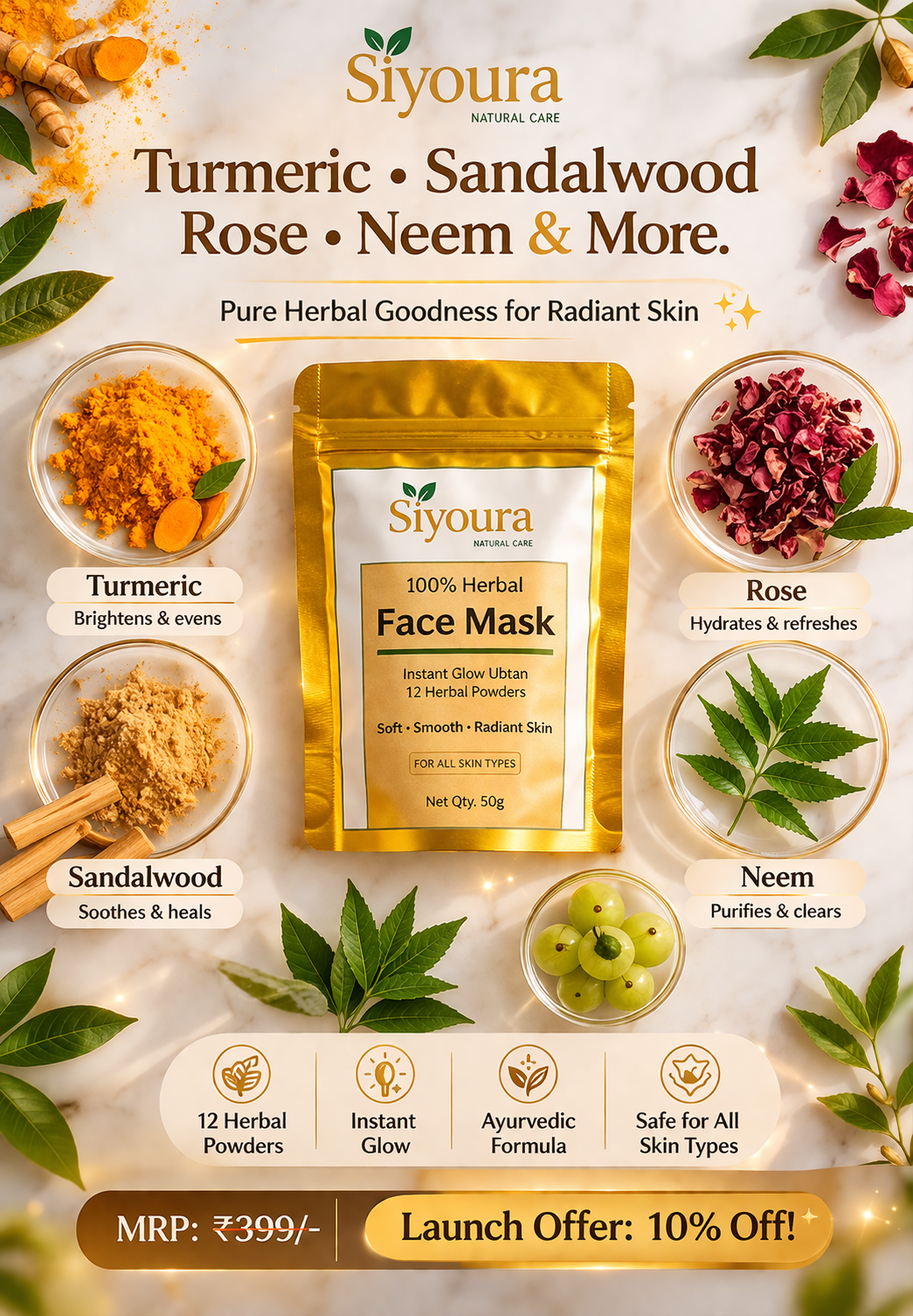 Herbal Skin Care Face Pack Combo Set