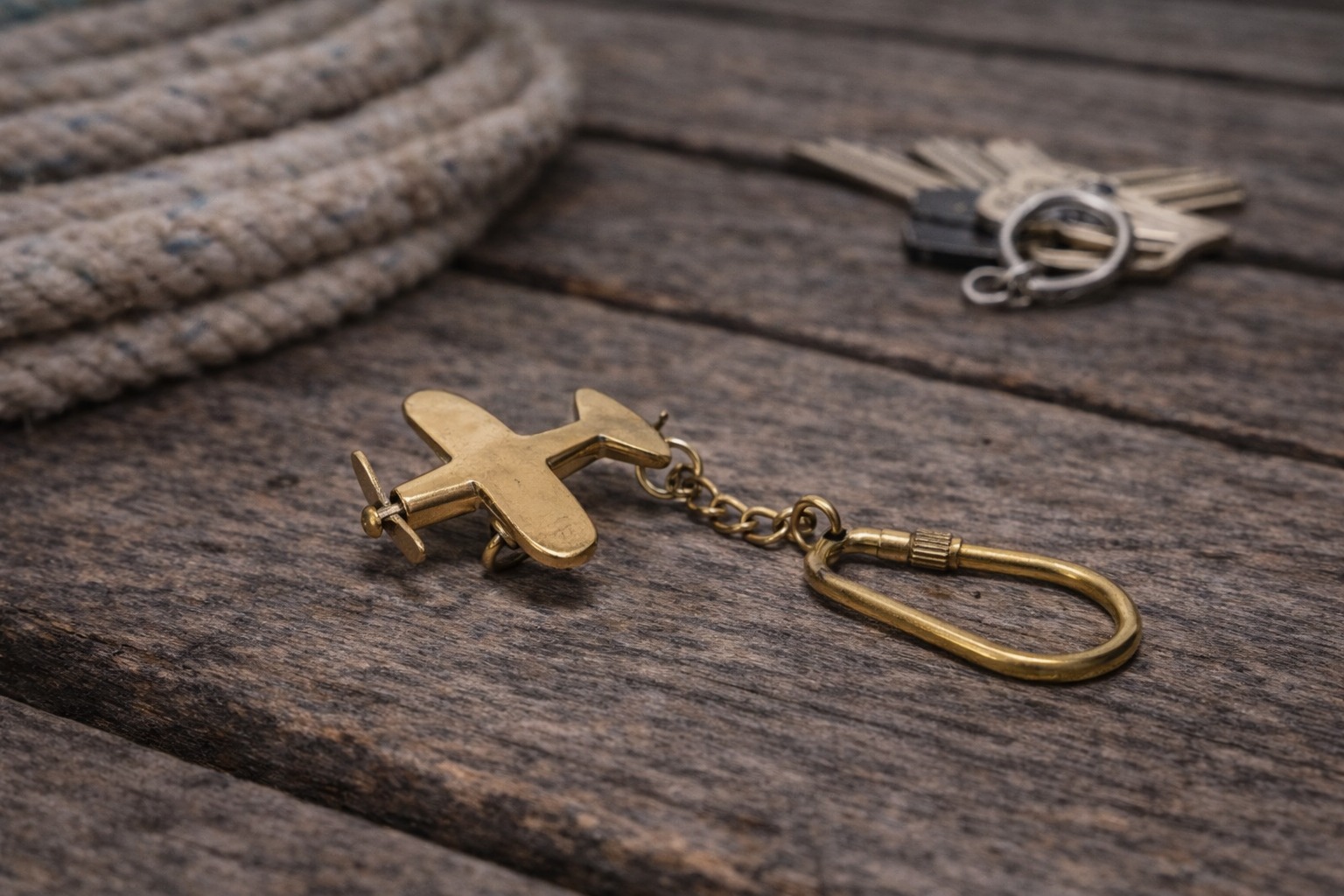 Brass Airplane Keychain