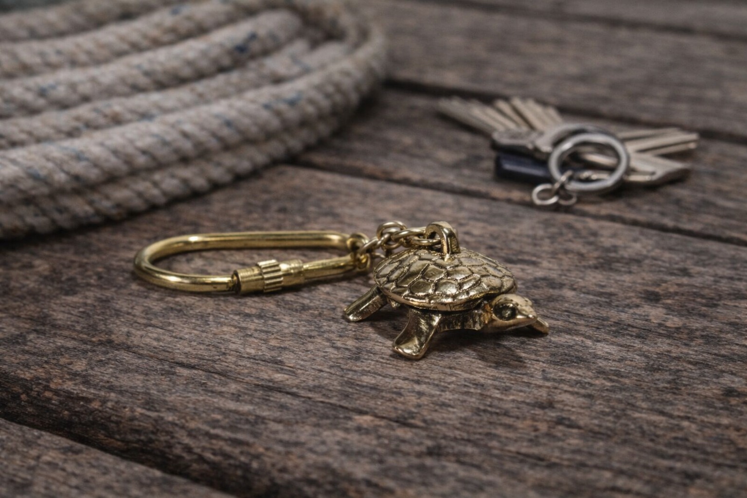 Brass Turtle Keychain