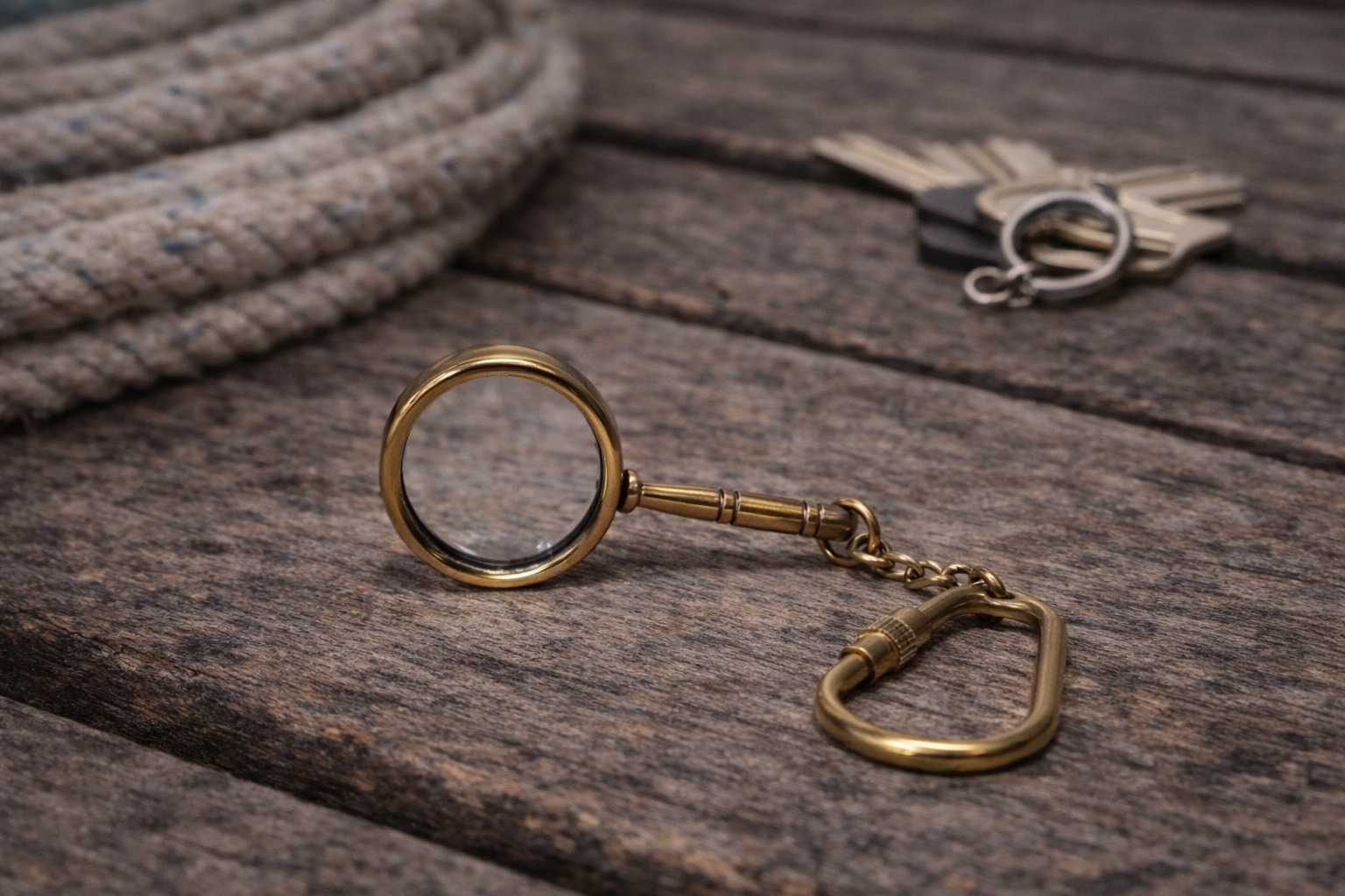 Vintage Brass Magnifier Keychain