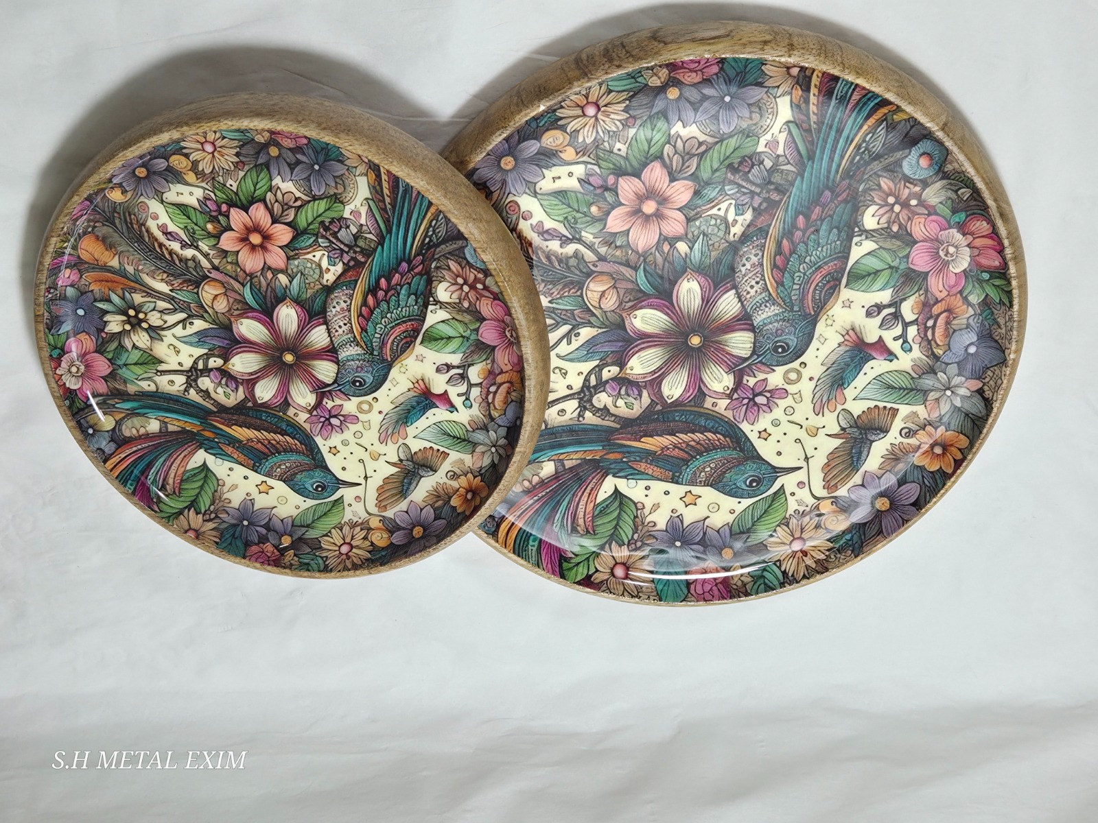 Floral Bird Decorative Trays Set