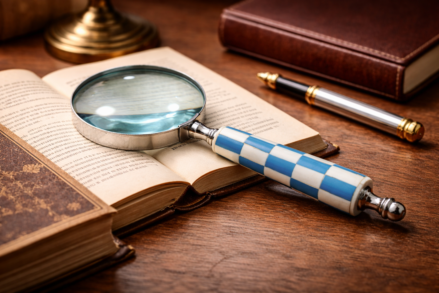 Stylish Checkered Handle Magnifying Glass for Modern & Classic Use