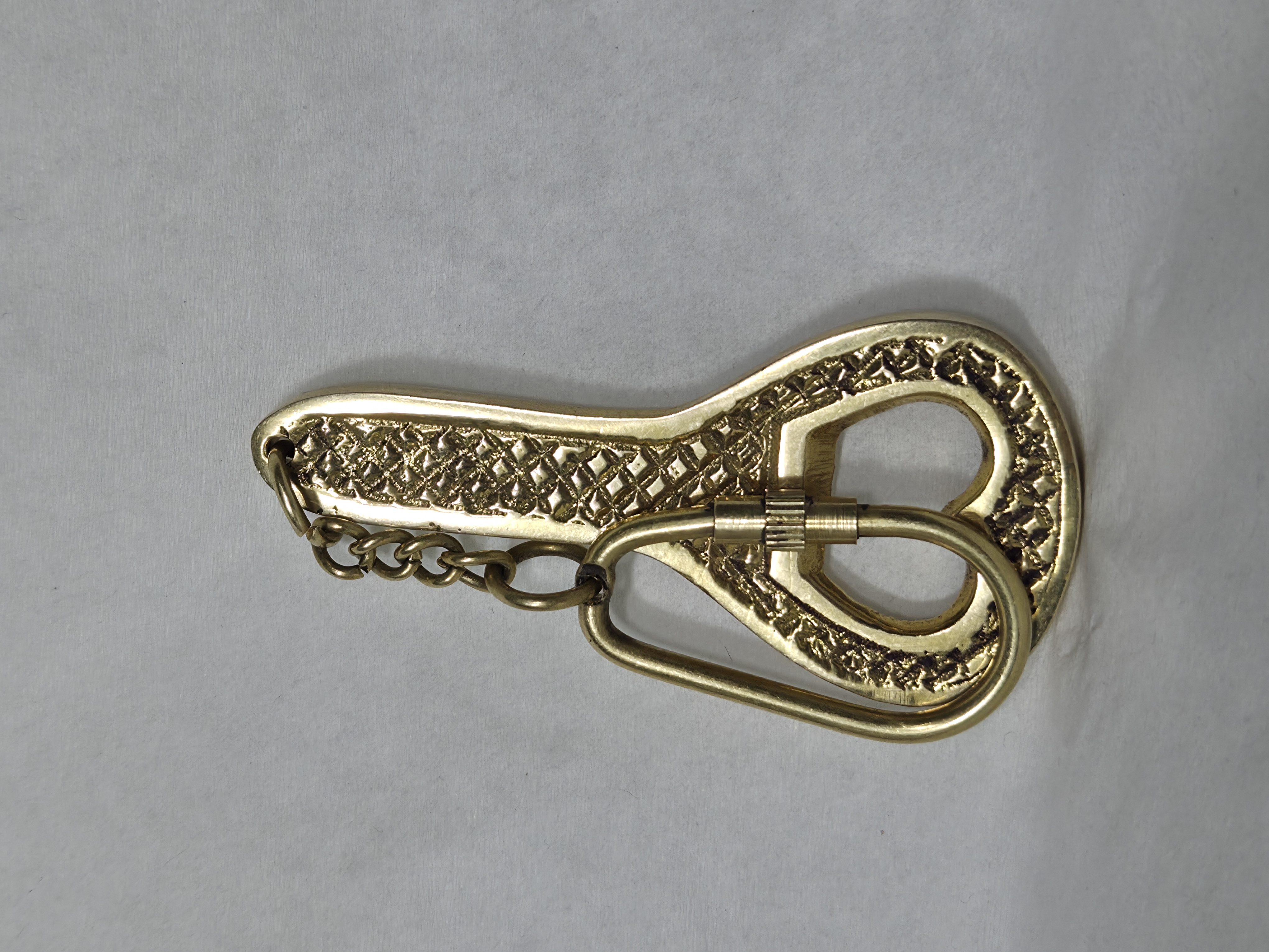 Intricate Heart-Cutout Brass Bottle Opener Keychain