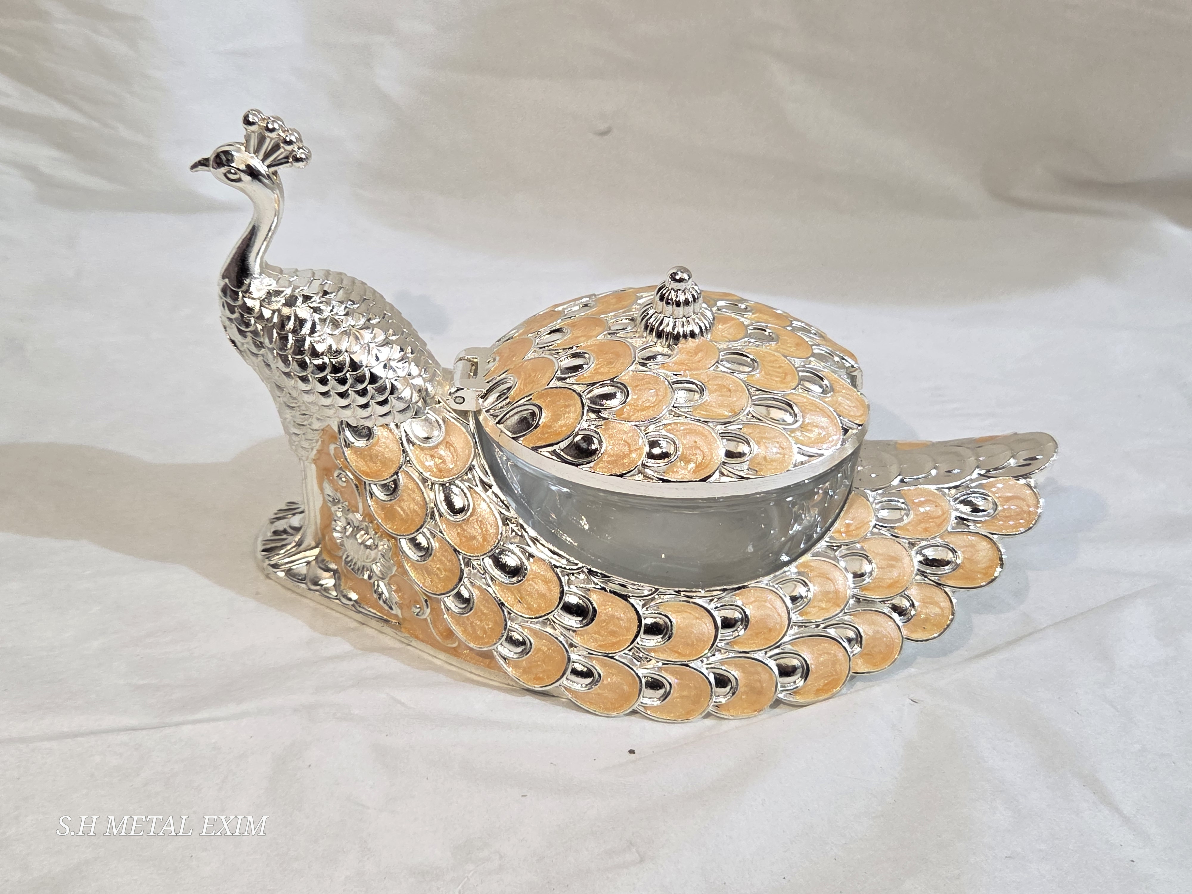 Regal Peacock Elegance Trinket Box with spoon 