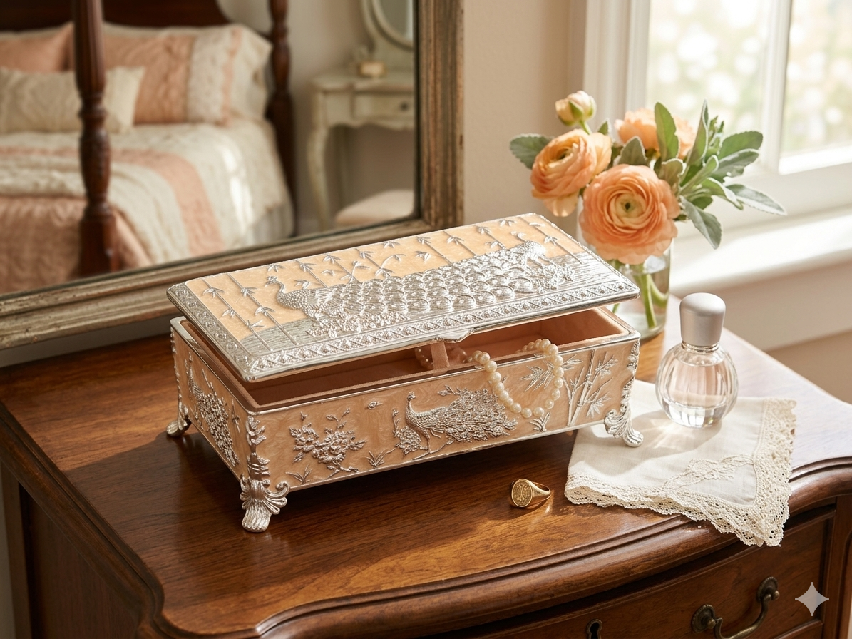 Majestic Peacock Treasure Box