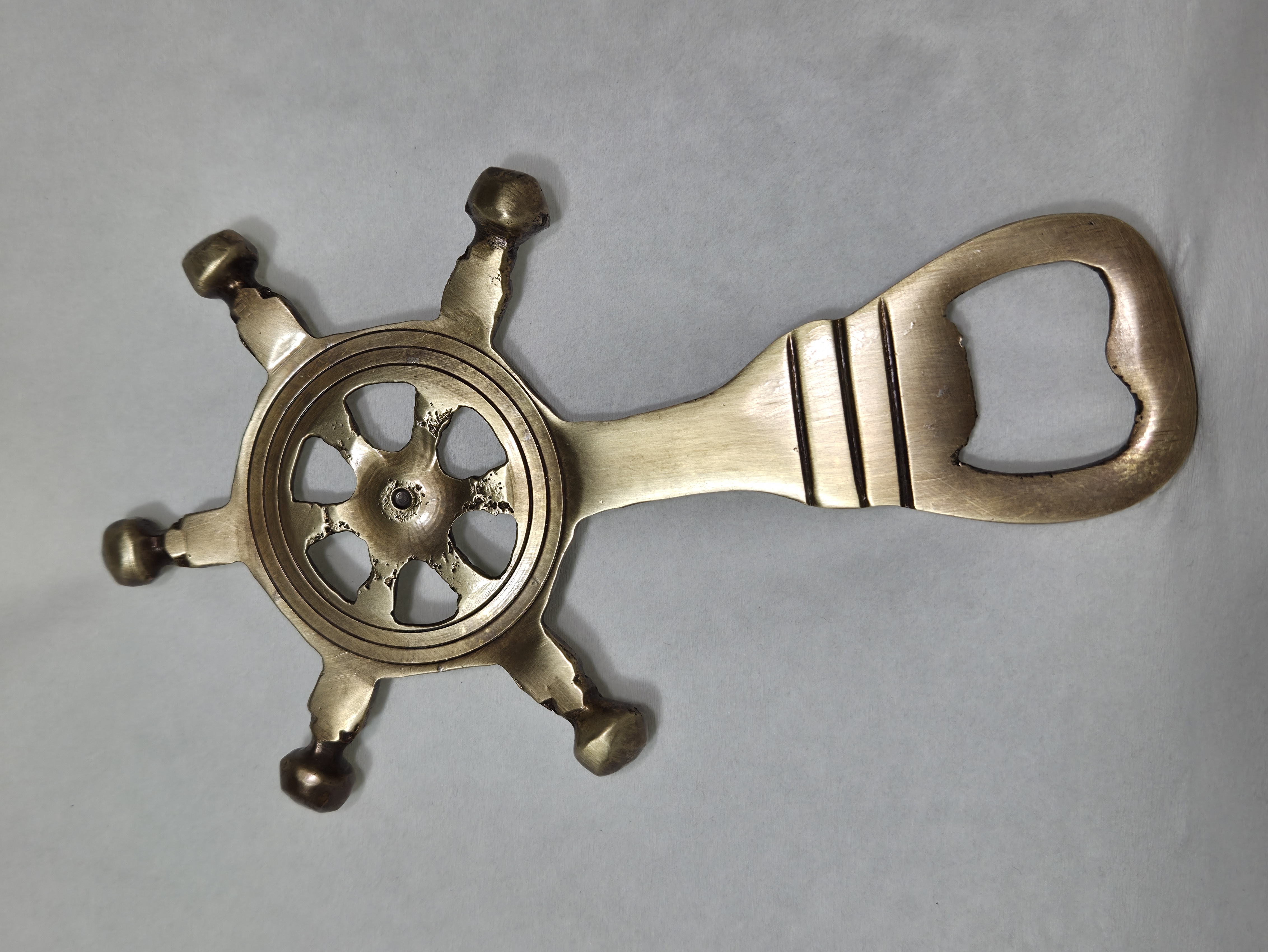 Antique Brass Ship’s Wheel Bottle Opener