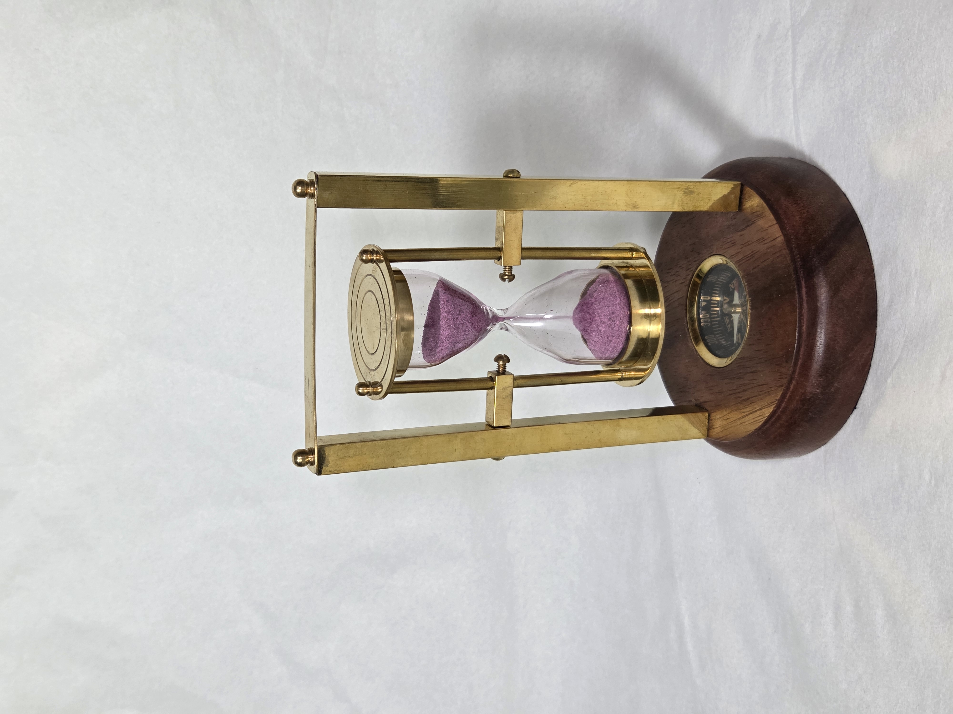 Rotating Brown & Wood Vintage Hourglass