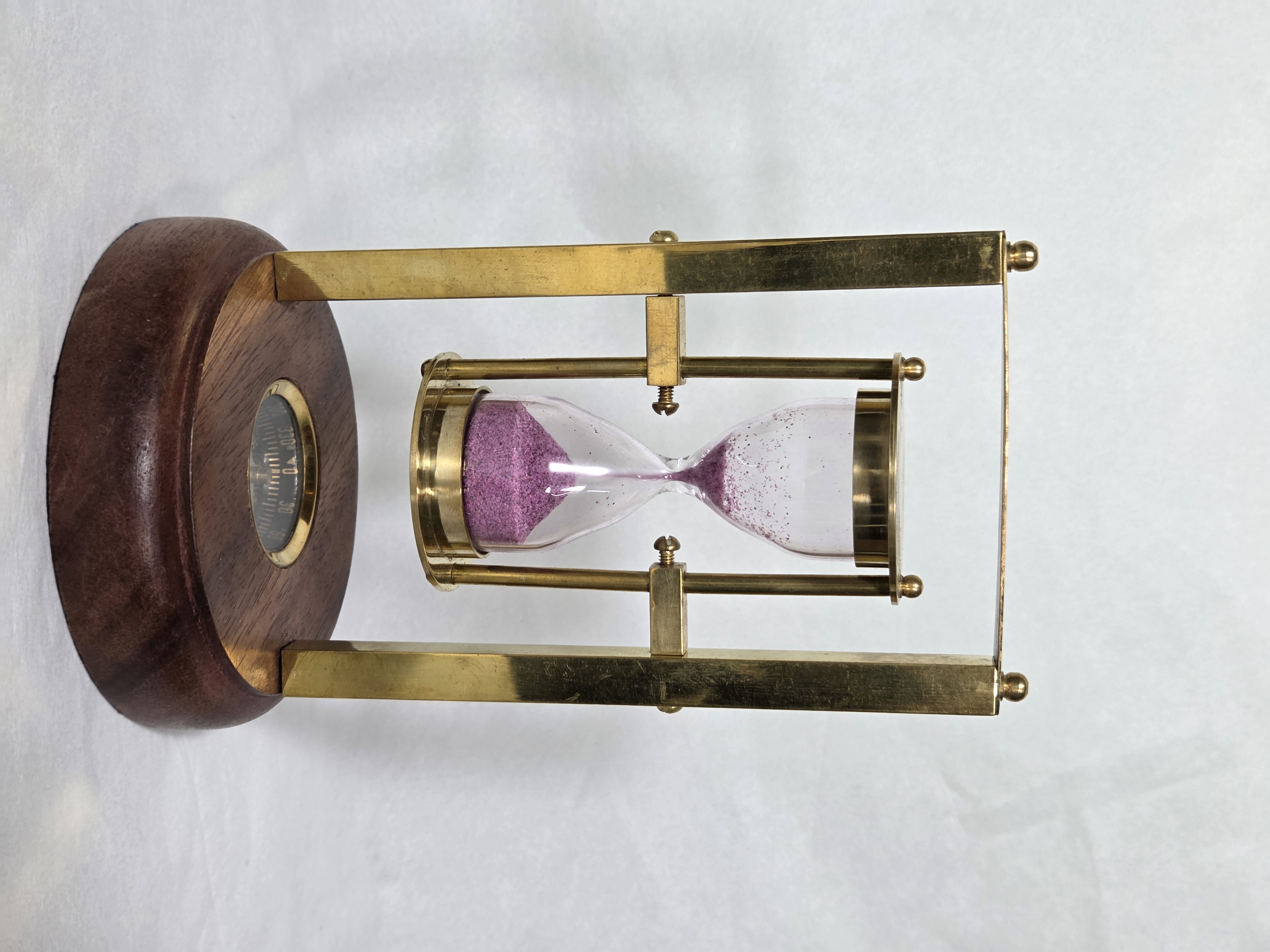 Rotating Brown & Wood Vintage Hourglass