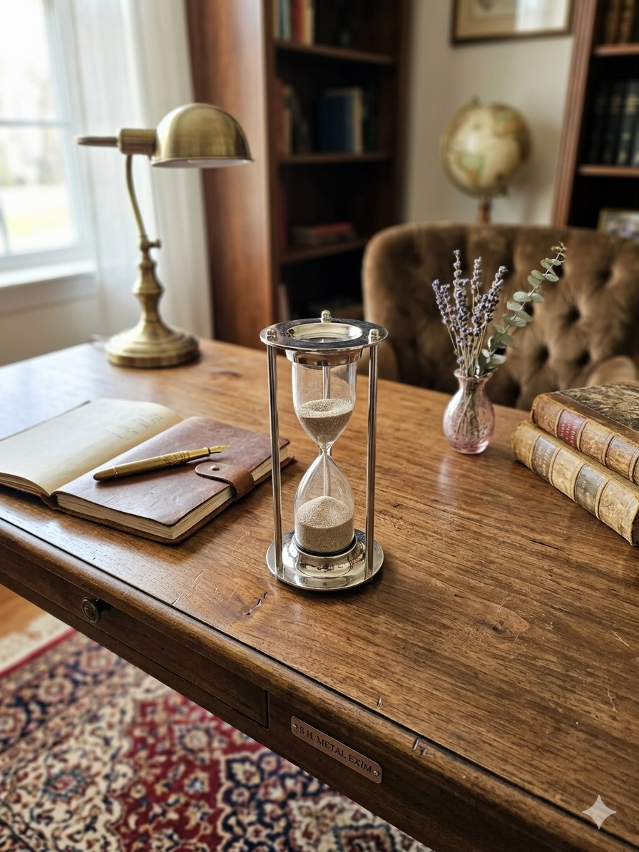 Sleek Chrome & Silver Copper Sand Timer