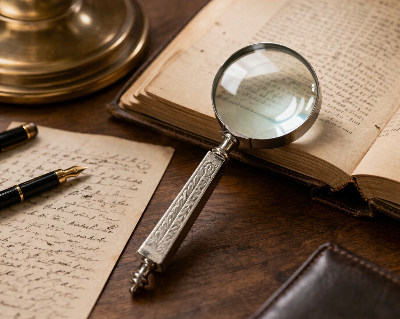 Antique Engraved Handle Magnifying Glass for Classic Study Décor