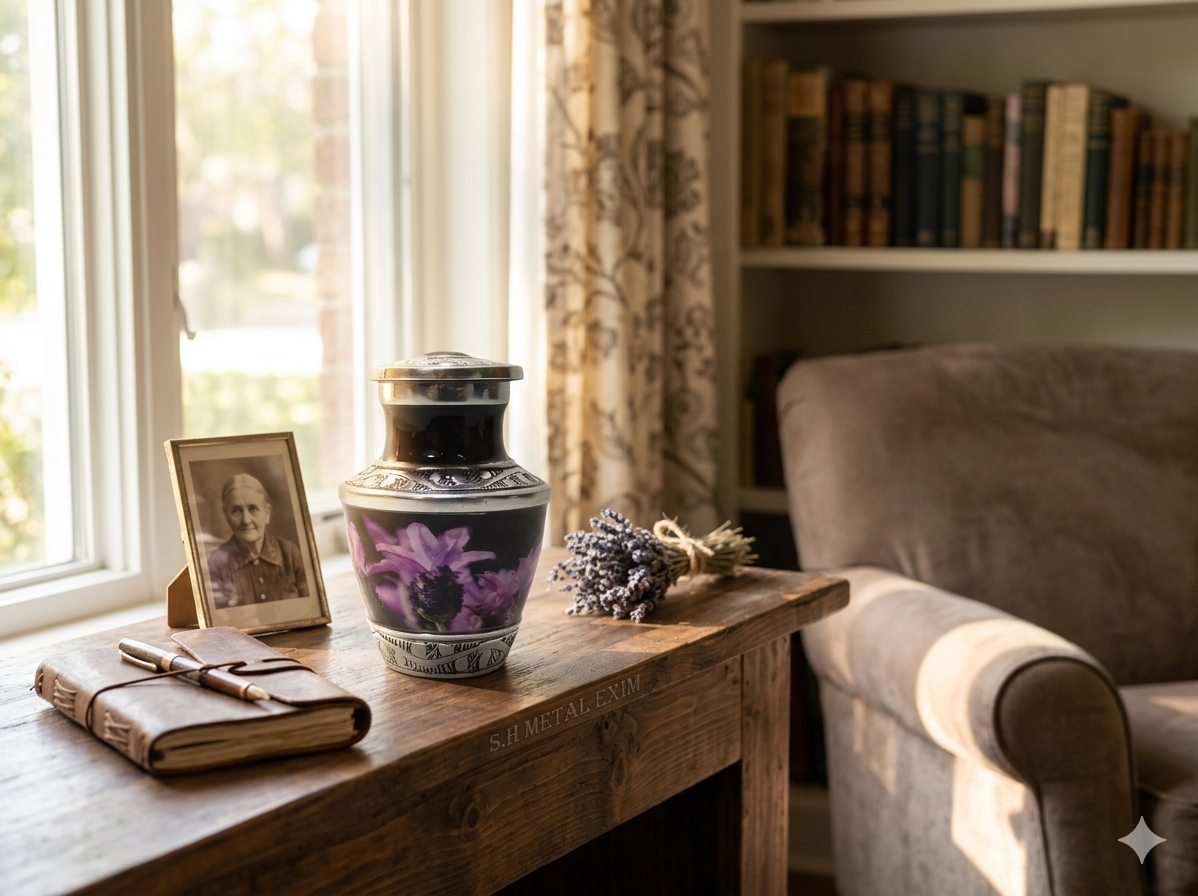 Lavender Grace: The Floral Tribute Urn