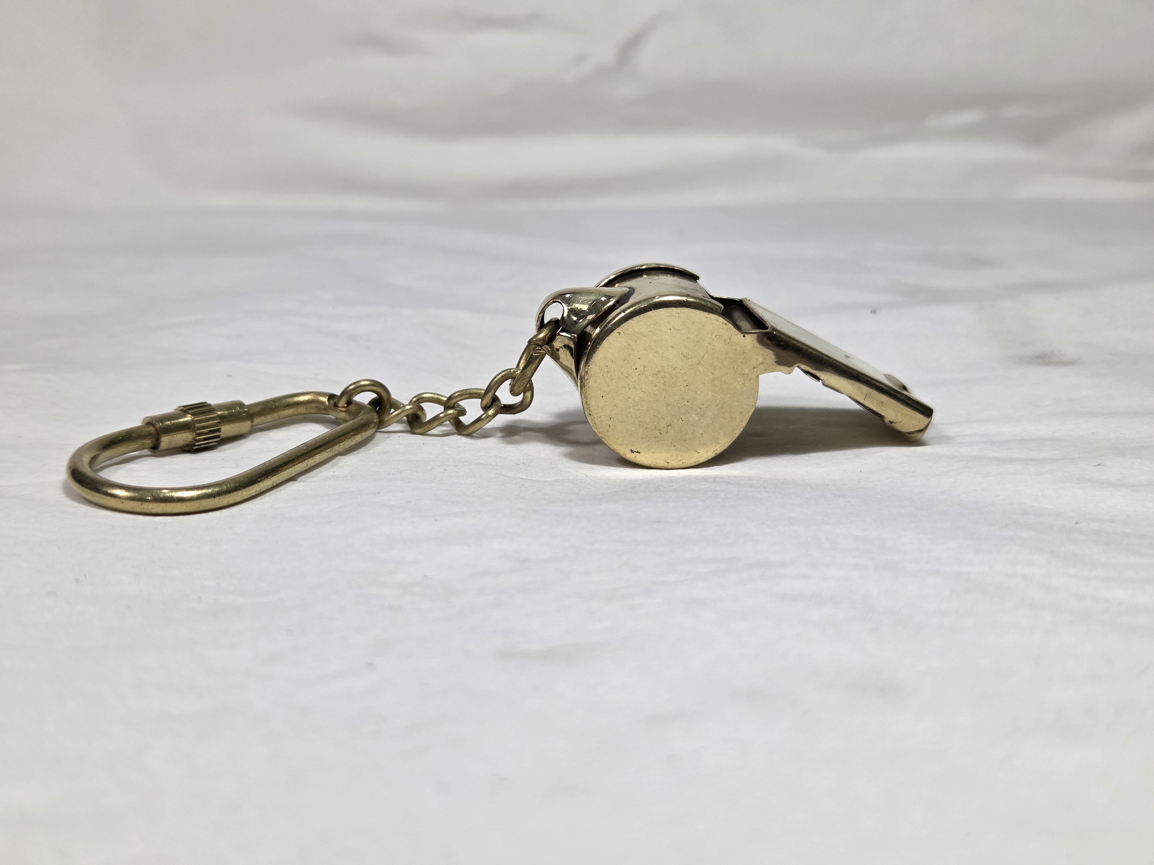 Polished Brass Maritime Whistle Keychain