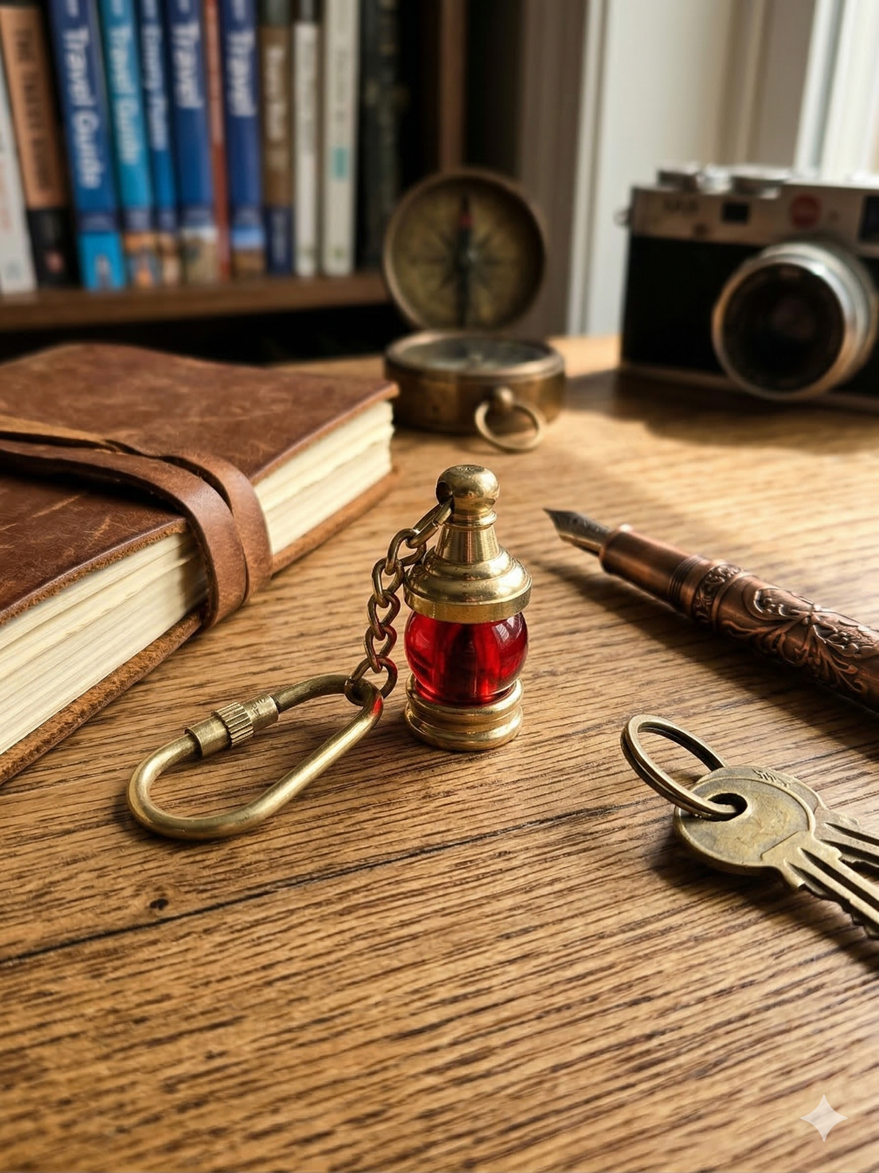 Vintage Nautical Red Lantern Keychain
