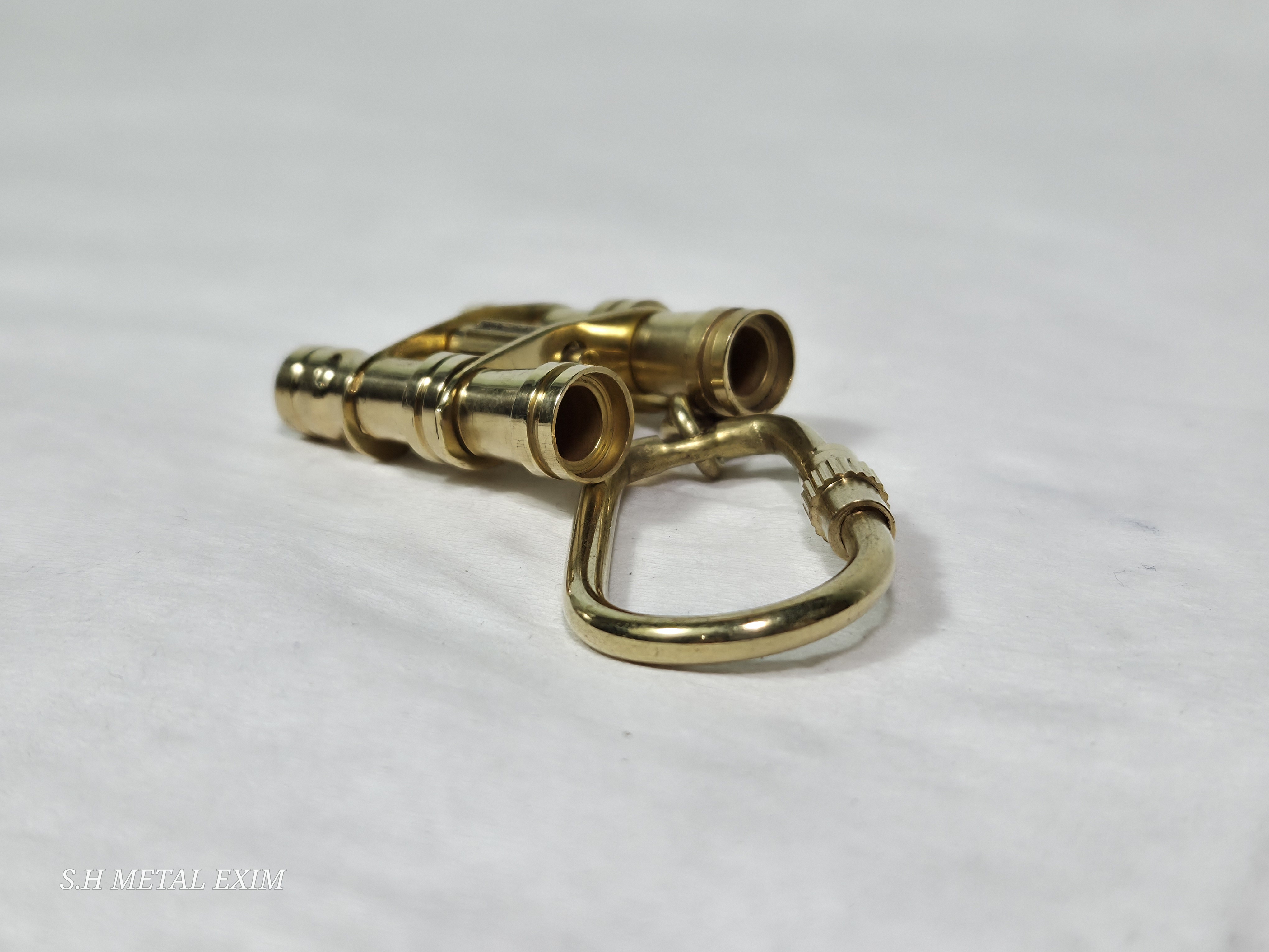 Vintage Brass Binocular Keychain with Nautical Design
