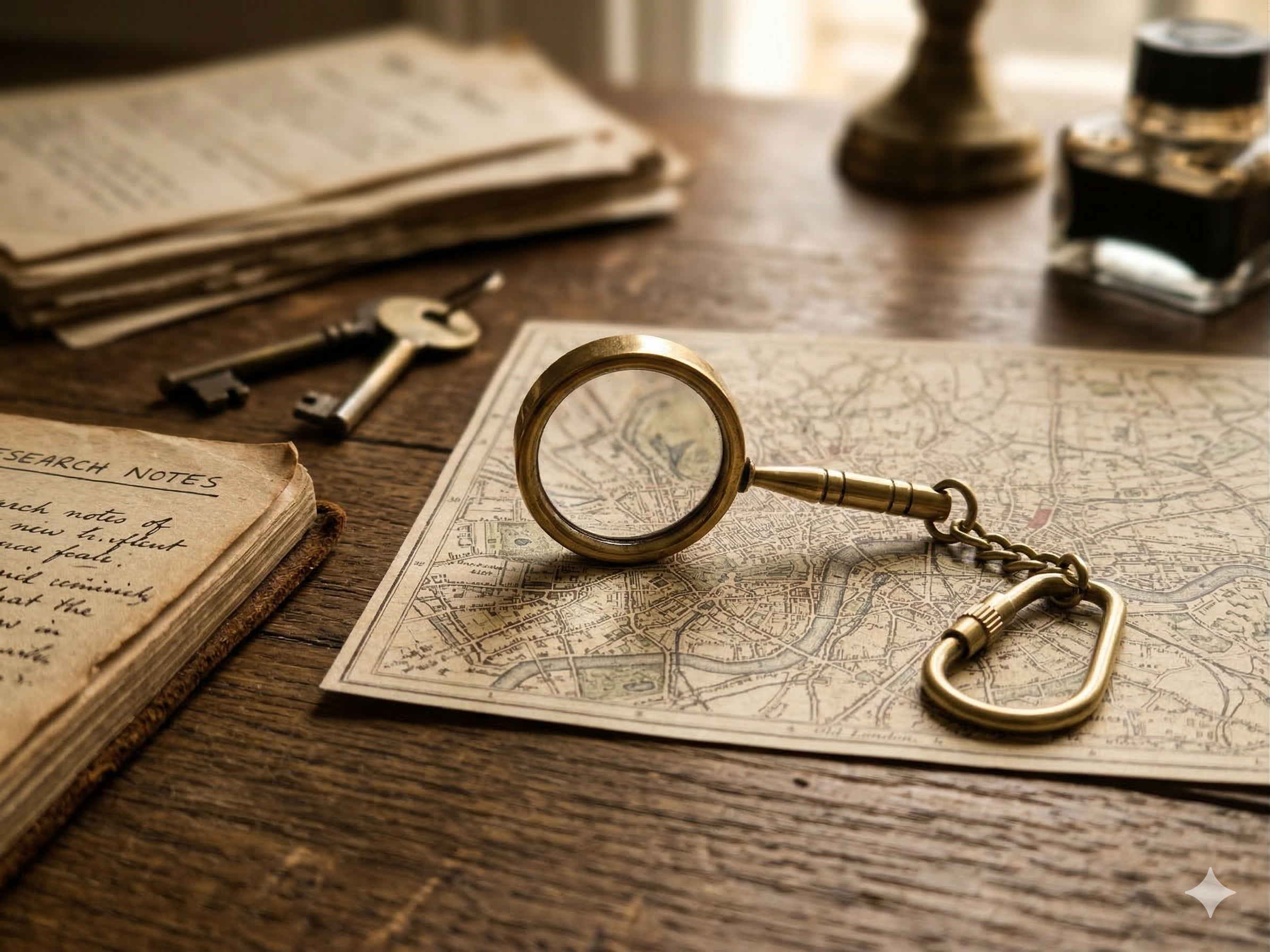 Vintage Magnifying Glass Keychain – Antique Brass Explorer Lens Charm