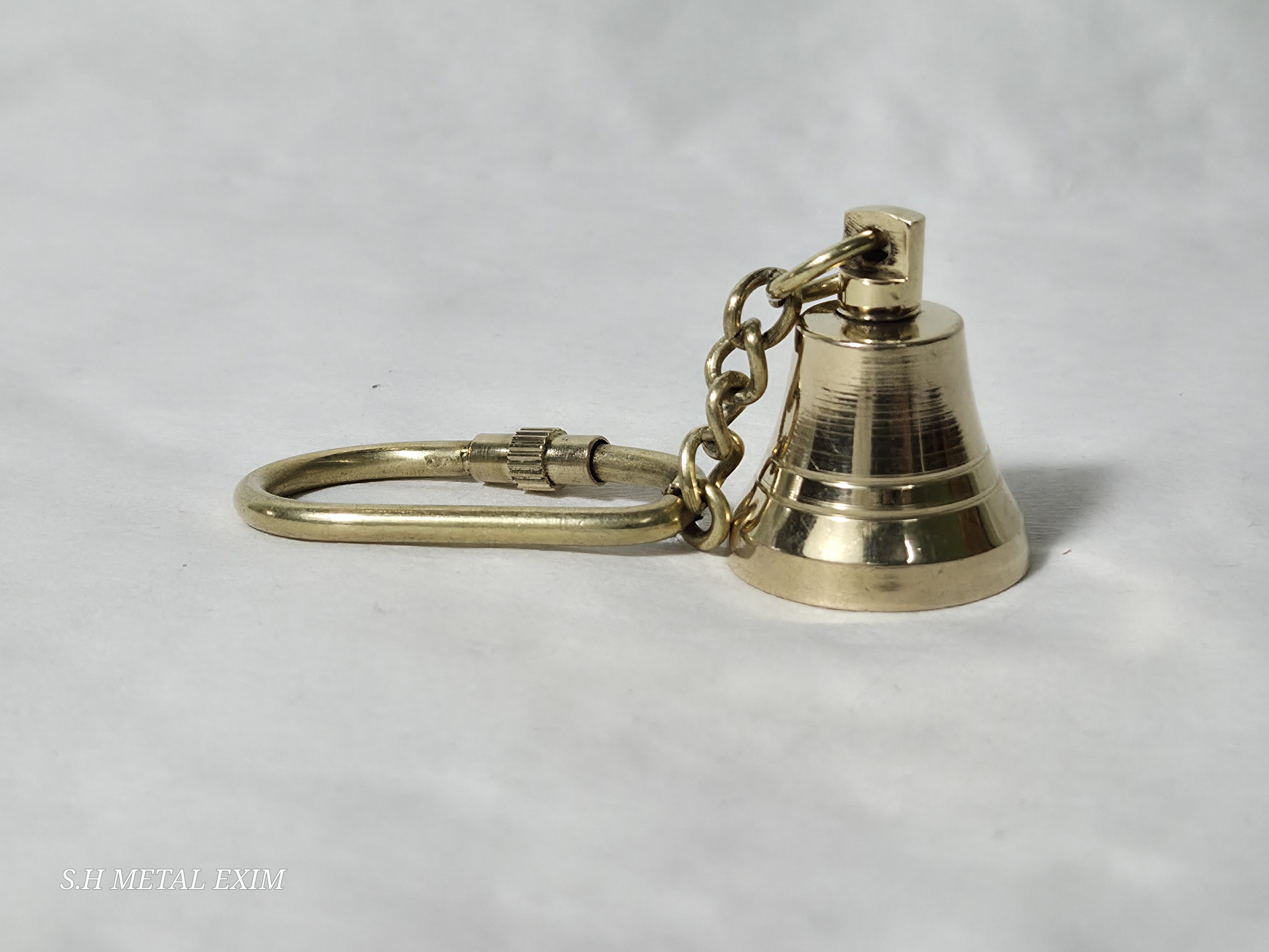 Vintage Brass Bell Keychain with Classic Nautical Charm
